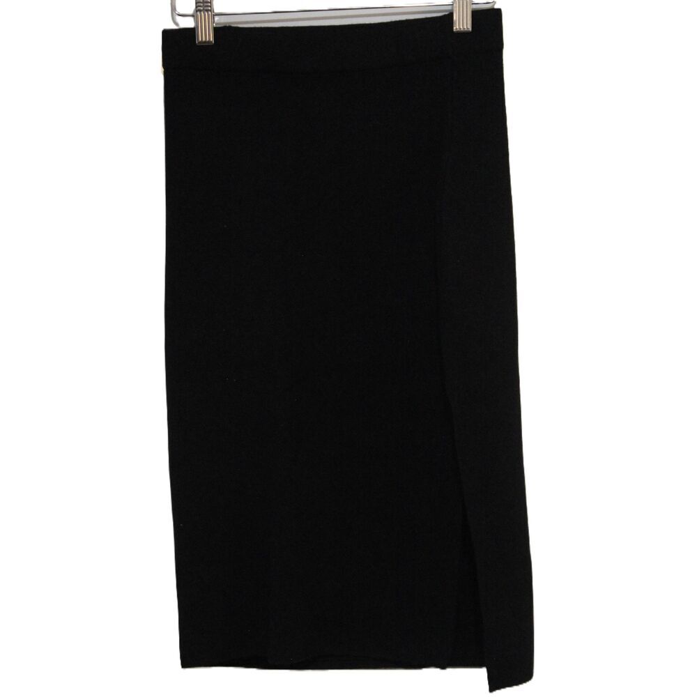 Womens Abercrombie & Fitch Black Midi Pencil Skirt With High Cut Slit Size XS